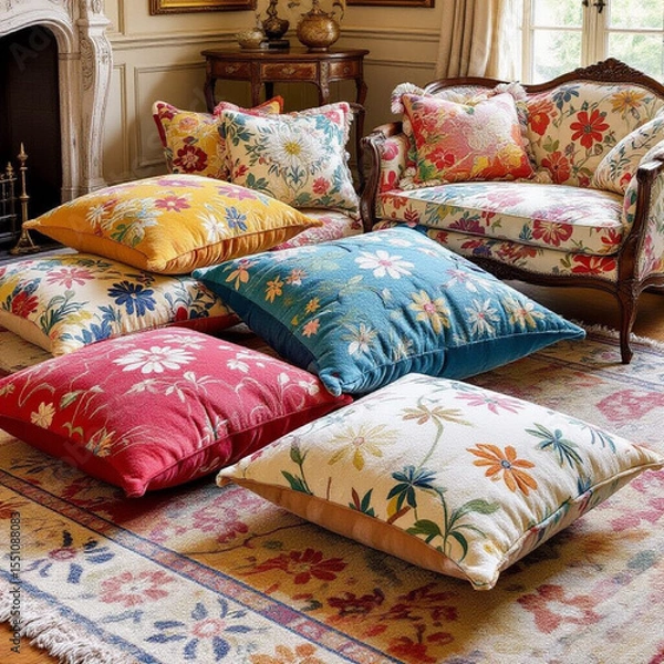 Obraz bed with pillows view