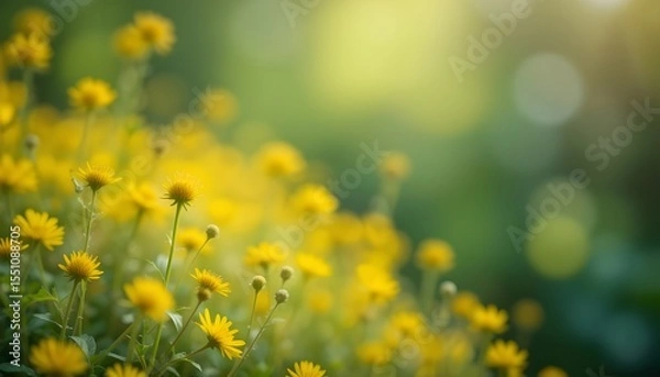 Fototapeta Beautiful Nature Blurred Yellow Summer Background with Warm Light and Soft Focus

