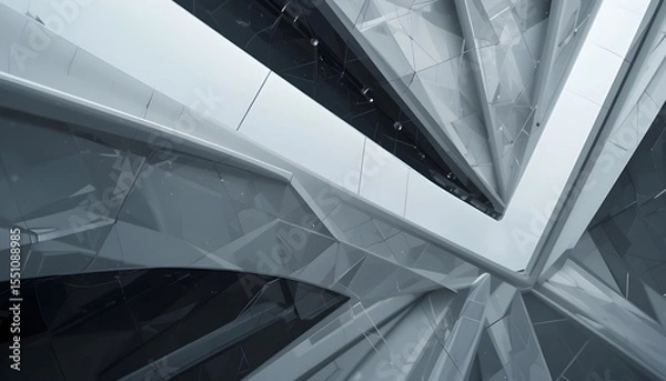 Fototapeta Abstract White and Grey Geometric Background with a Clean Futuristic Design Concept