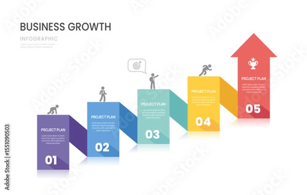 Obraz Infographics arrow template timeline business growth 5 steps to success template.