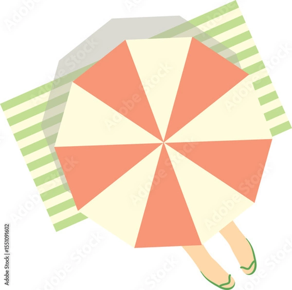 Obraz 휴가 해변 파라솔 일러스트 Holiday Beach Parasol Illustration