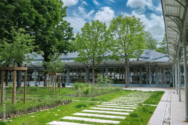 Fototapeta Vichy in France, the parc des Sources and the gallery in the historical center
