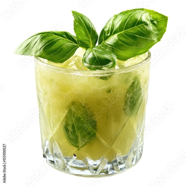 Obraz Basil Smash drink isolated on white or transparent background