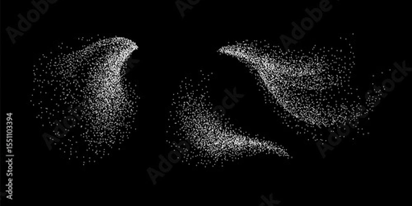 Fototapeta Sugar powder falling texture. Snow grain splash vector design elements. Flour or table salt abstract wave effect
