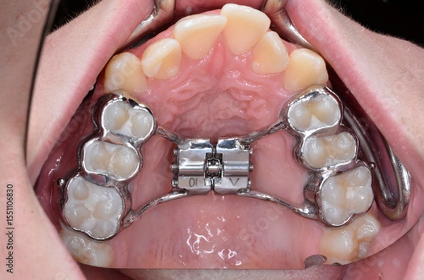 Obraz palatal expander in situ