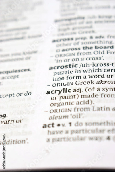 Obraz English Definition Dictionary Of Printed Word -  Acrylic Close Up