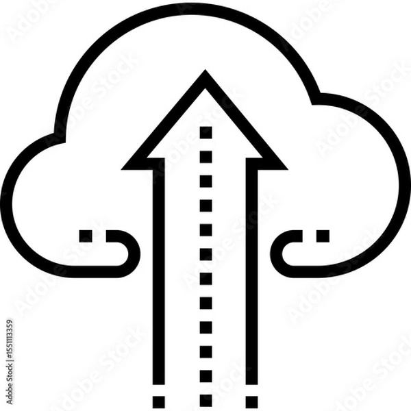 Obraz Cloud Upload Icon Vector Line Design