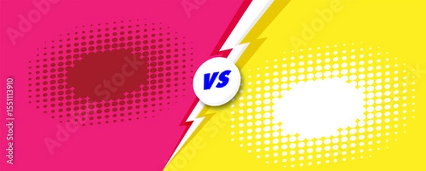 Fototapeta Versus banner 3d style on halftone colorful background. Fact checking or easy compare evidence. Concept illustration Vector 10 eps