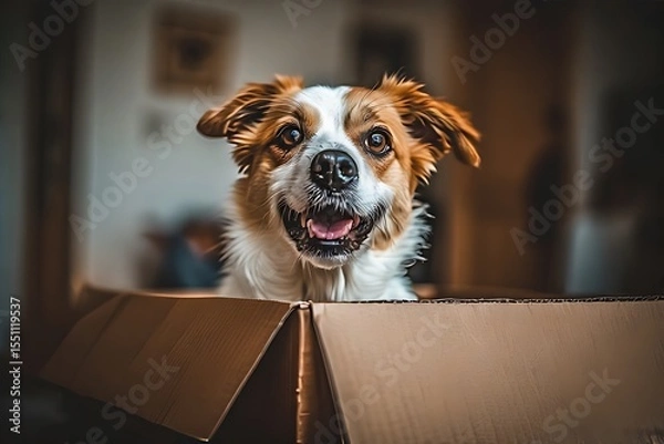 Fototapeta A cute purebred border collie puppy sits on a porch chair with a book