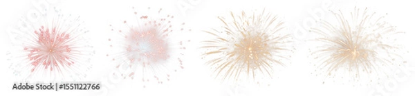 Fototapeta PNG Vibrant fireworks burst celebration, element set on transparent background
