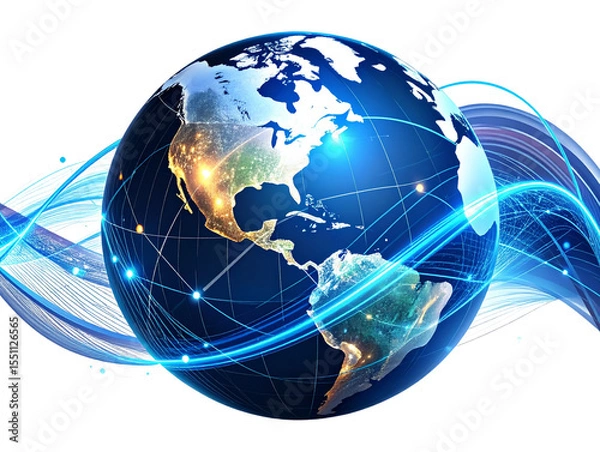 Fototapeta  globe with economic growth lines, abstract background 