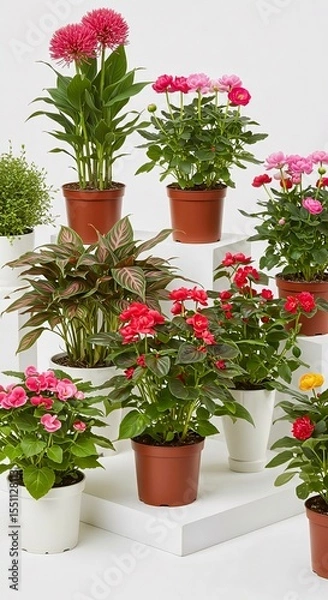 Obraz Flowers pot in white background 