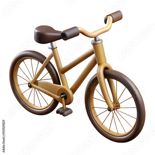 Obraz 3d render of a beige children s bicycle isolated on transparent background