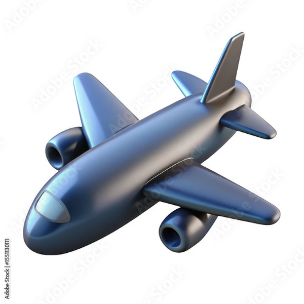 Obraz 3d realistic airplane model isolated on transparent background