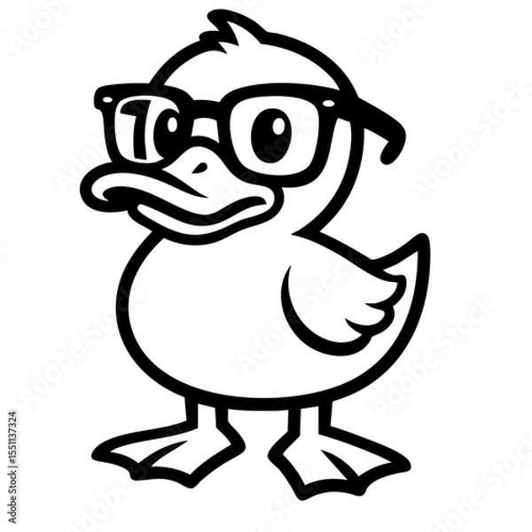 Fototapeta Funny cartoon penguin character illustration with cute bird mascot smiling and having fun