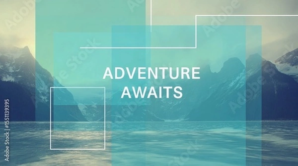Obraz Motivational wall sign stating "Adventure Awaits," created with a minimalist and stylish touch for scenic poster applications.