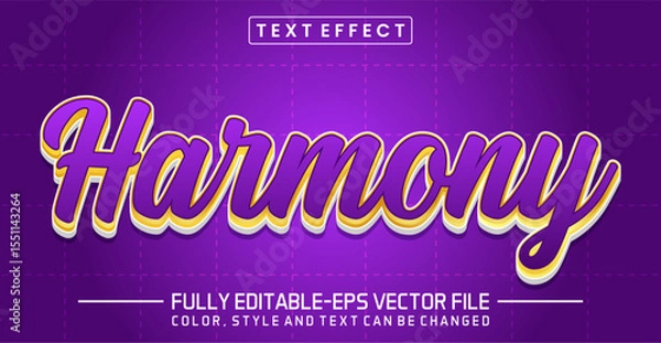 Fototapeta Harmony font Text effect editable