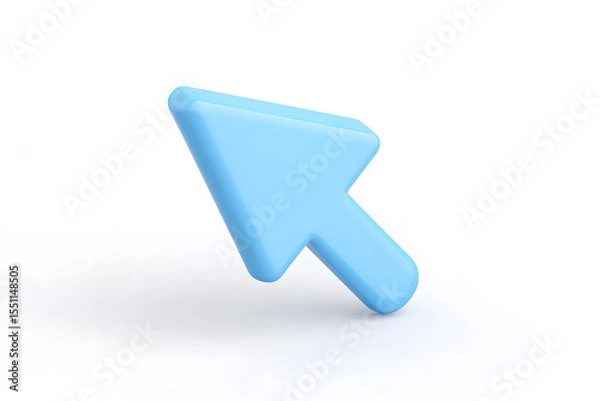 Fototapeta Minimalistic 3D rendering of a blue computer cursor arrow, floating in soft light. Perfect for UI/UX and digital tech visuals