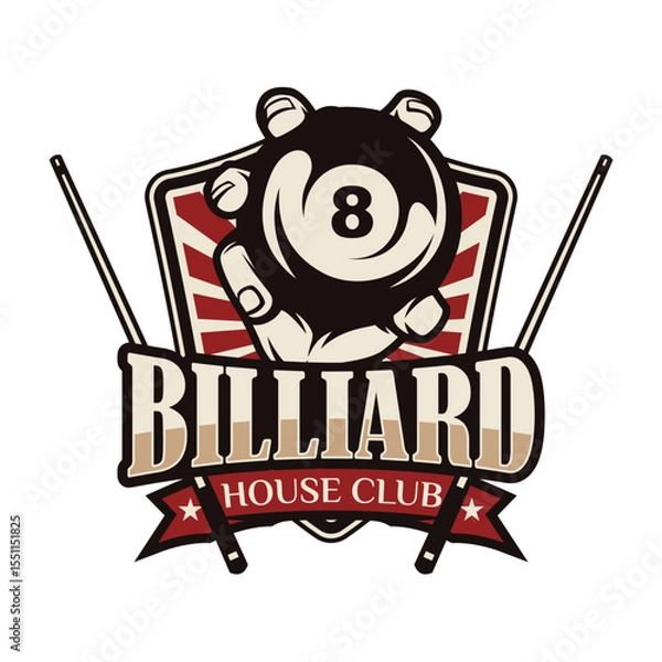 Fototapeta Billiard or Pool room mascot Logo Design Illustration Vector