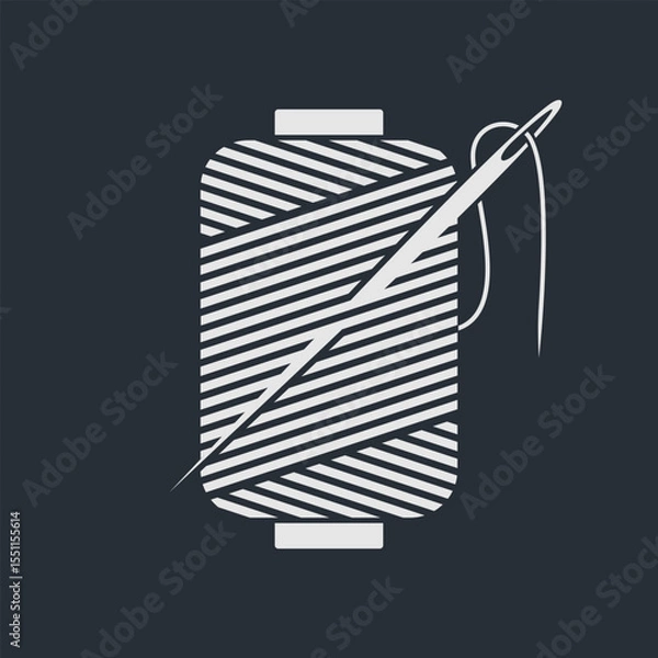 Fototapeta Sewing needle with thread spool. Vector illustration