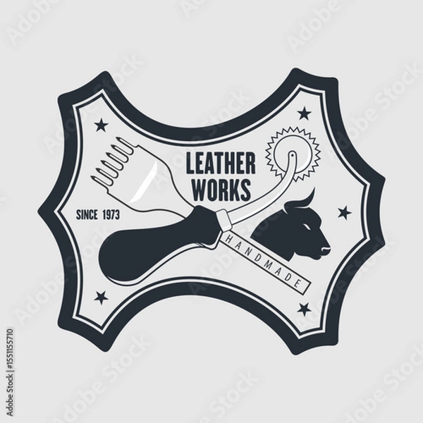 Fototapeta Leather works logo design template. Vector illustration