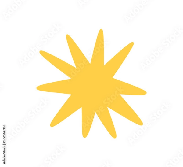 Obraz Doodle glitter twinkle star icon. Yellow hand drawn shine star burst symbol. Sketch magic blink. Doodle spark shape icon. Vector illustration on white background.