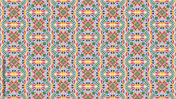 Obraz Detailed colorful kaleidoscopic pattern with symmetrical floral and geometric elements