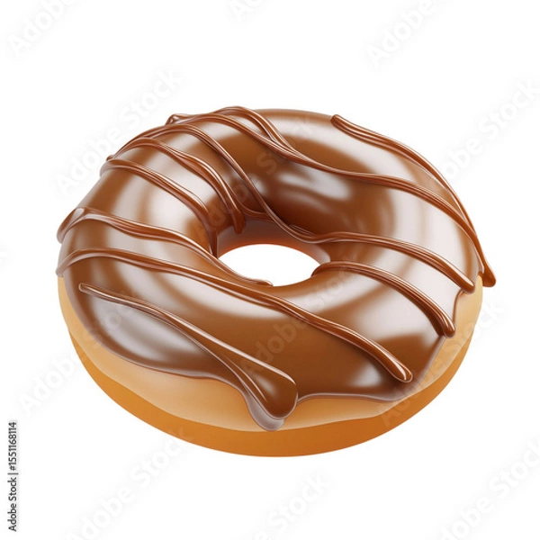 Fototapeta 3d illustration of a donut with melted chocolate