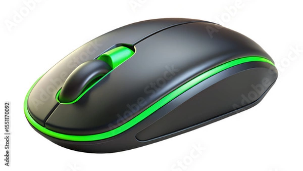 Obraz black wireless computer mouse with backlight