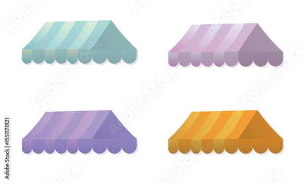 Fototapeta Rooftop or stall tents vector illustration