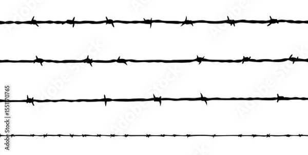 Fototapeta Barbed wire silhouette. Vector illustration