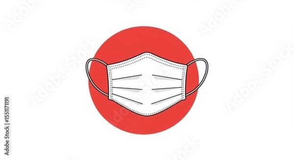 Obraz Face Mask Icon on Red Circle