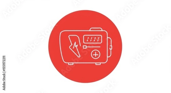 Obraz Defibrillator Icon on Red Circle Background