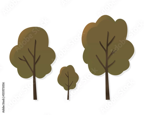 Fototapeta Morning trees set vector illustration