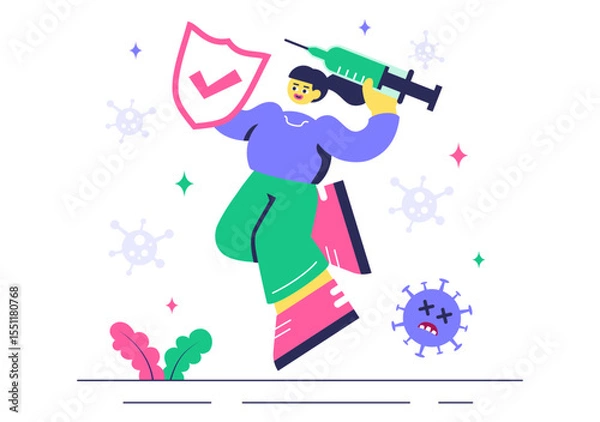 Obraz Antibacterial Vector Illustration Featuring Handwashing, Virus Prevention, and Microbe Control for Hygiene and Healthcare in a Flat Background
