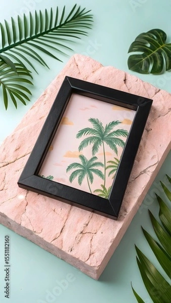 Fototapeta photo frame on palm tree