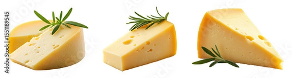 Obraz Assorted cheese varieties garnished with fresh herbs