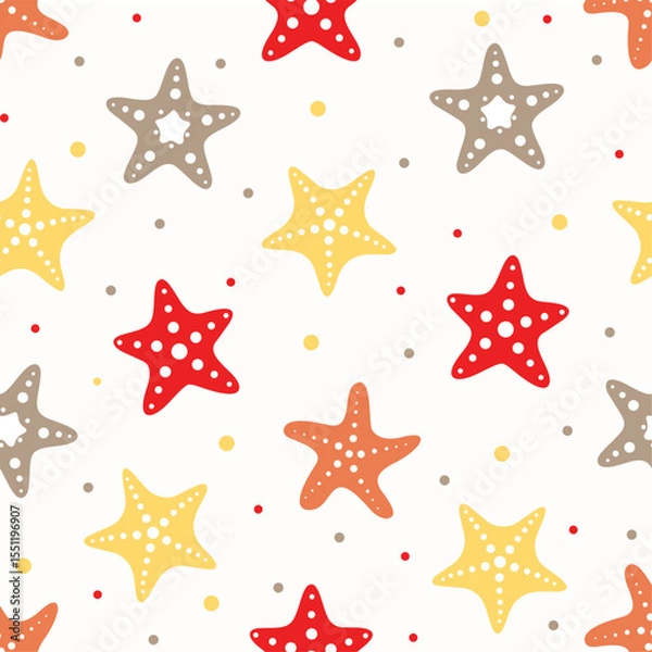 Fototapeta Multicolor smooth ocean star fish repeat vector abstract pattern 