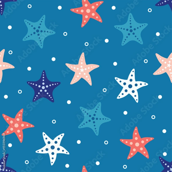 Fototapeta Multicolor smooth ocean star fish repeat vector abstract pattern 