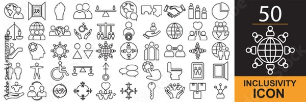Fototapeta Inclusivity icon .  Vector for diversity, equity, accessibility, global community, multiple different gender ,  inclusion etc. Vector illustration. isolated on white and black background. EPS 10