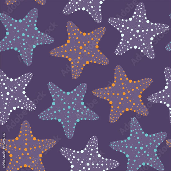 Fototapeta Multicolor smooth ocean star fish repeat vector abstract pattern 