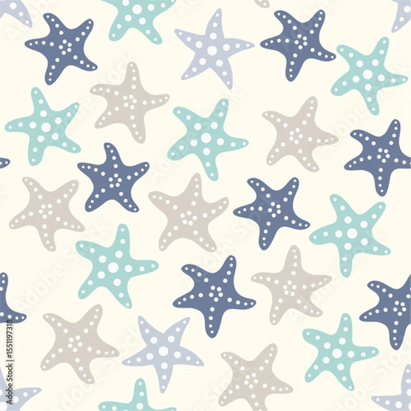 Fototapeta Multicolor smooth ocean star fish repeat vector abstract pattern 
