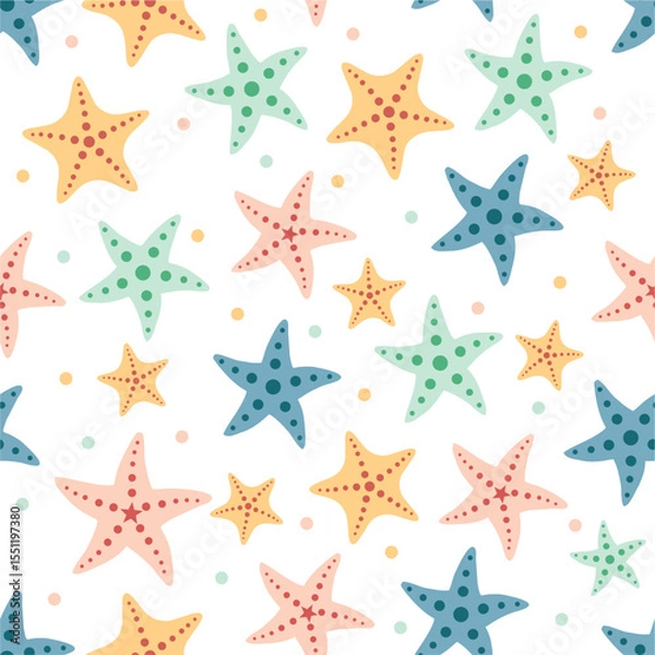 Fototapeta Multicolor smooth ocean star fish repeat vector abstract pattern 
