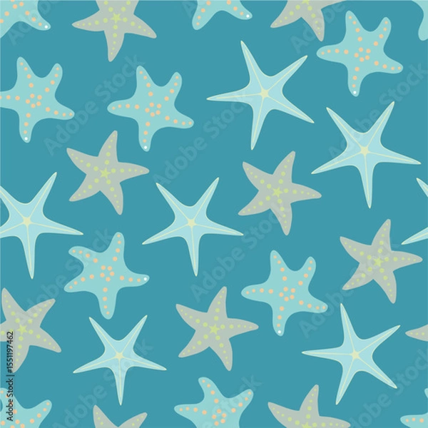 Fototapeta Multicolor smooth ocean star fish repeat vector abstract pattern 