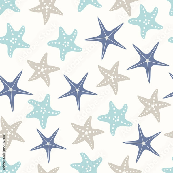 Fototapeta Multicolor smooth ocean star fish repeat vector abstract pattern 