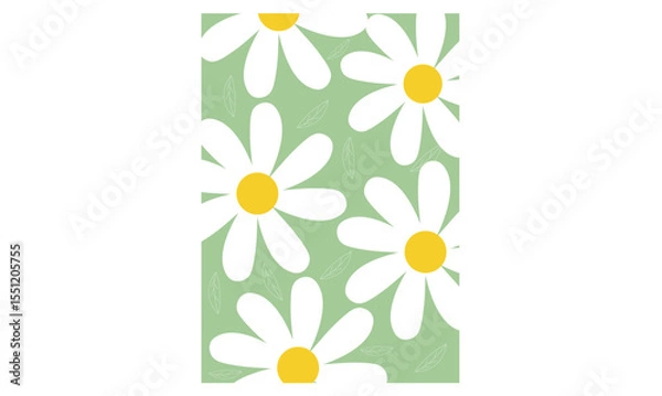 Obraz Fabric flower and leaves seamless pattern background image