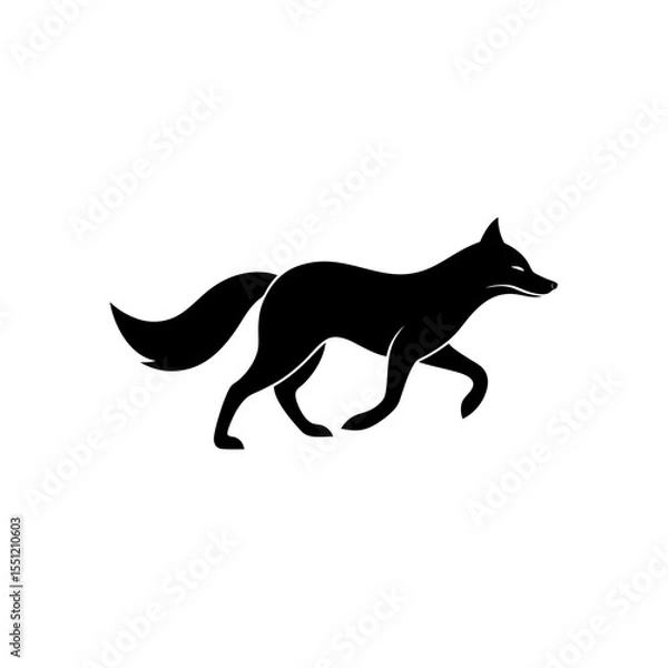 Obraz running pampas fox silhouette vector illustration 