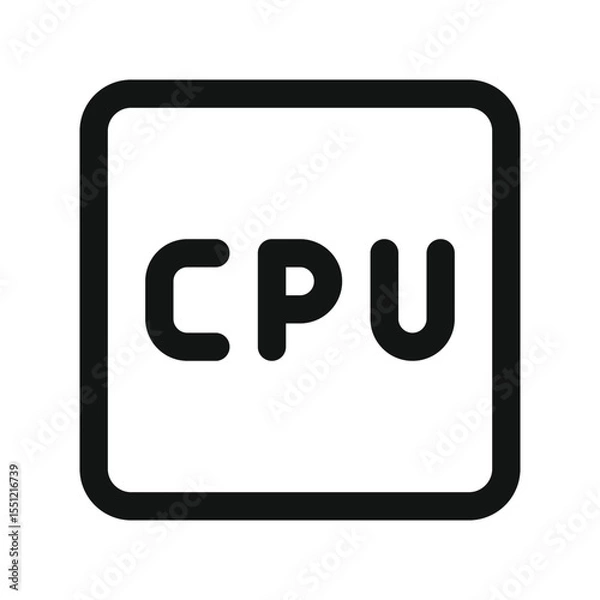 Obraz CPU UI icon, microchip simple line user interface vector symbol