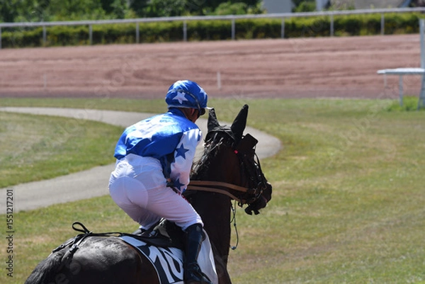 Fototapeta course hippique en trot monté