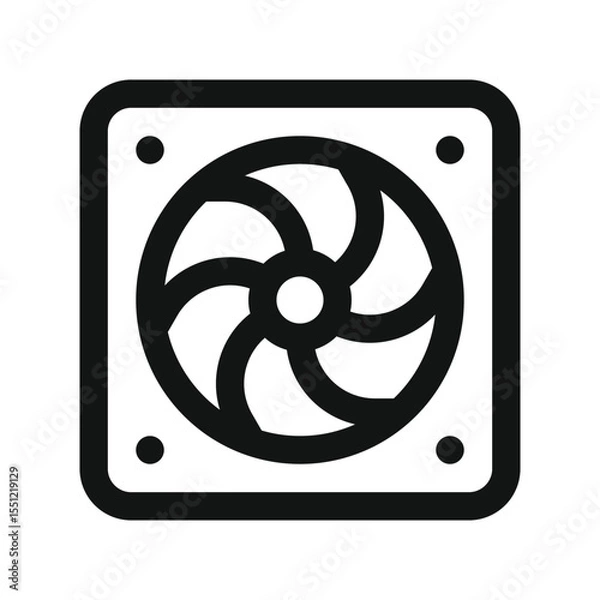 Obraz Cpu fan UI icon, personal computer cooler simple line user interface vector symbol
